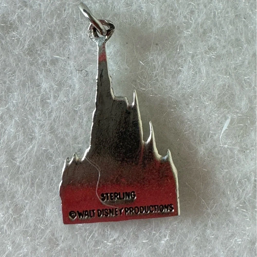 Disney 925 Sterling Silver Cinderella Castle Bracelet Charm Necklace Pendant
